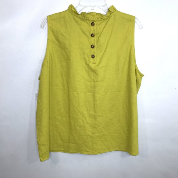 S Linen Blouse Sleeveless Ruffle Neck, Ophelia Roe - Picture 5 of 8